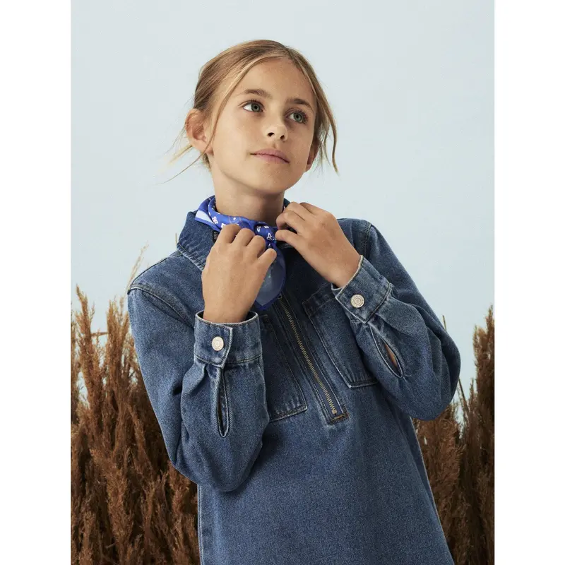 Name It Medium Blue Denim Astrid Zip Denim Kjole 3