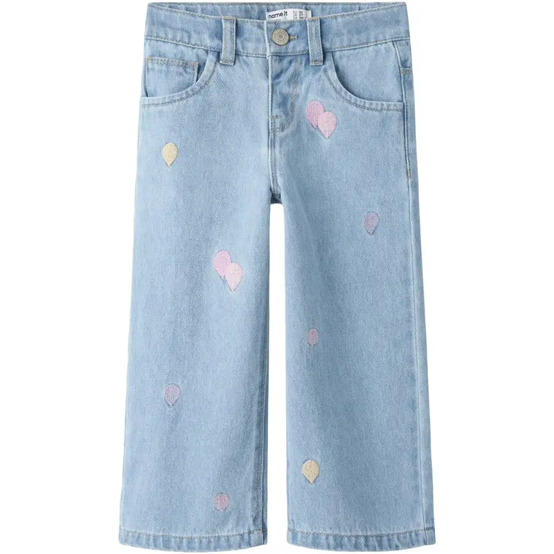 Name It Medium Blue Denim Balloons Nmfrose Wide Emb Jeans 4999-Za 1