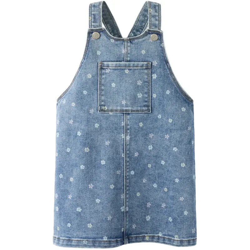 Name It Medium Blue Denim Flower Nmfrosa Kort Dnm Bibskirt 3555-On Noos 1
