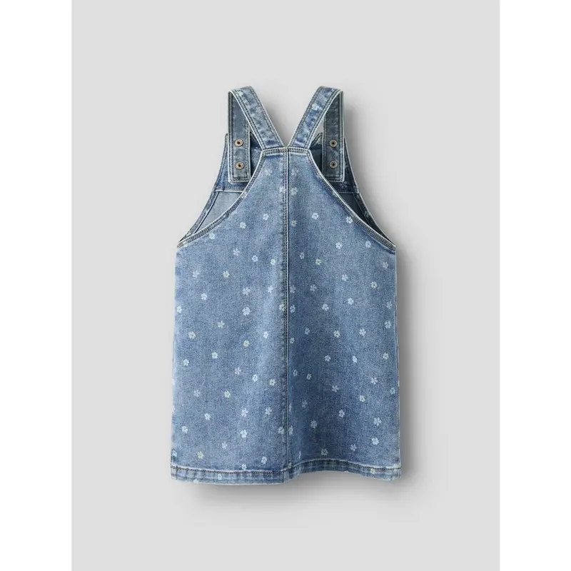 Name It Medium Blue Denim Flower Nmfrosa Kort Dnm Bibskirt 3555-On Noos 2