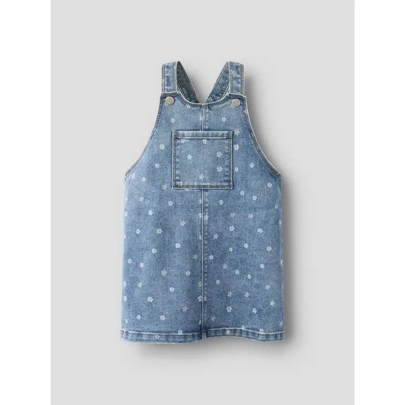 Name It Medium Blue Denim Flower Nmfrosa Kort Dnm Bibskirt 3555-On Noos 3