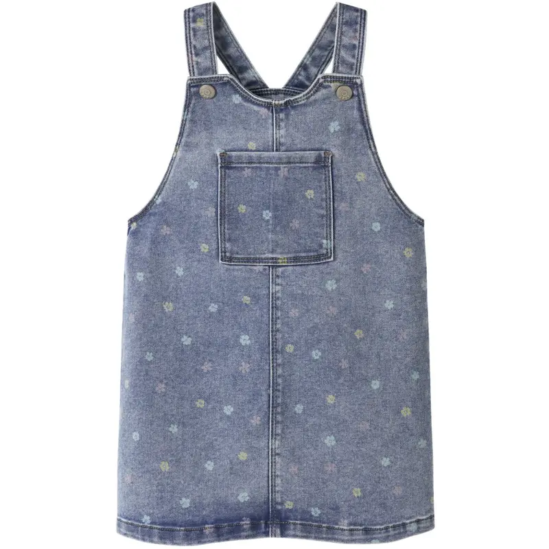 Name It Medium Blue Denim Flower Nmfrosa Kort Dnm Bibskirt 3555-On Noos 4