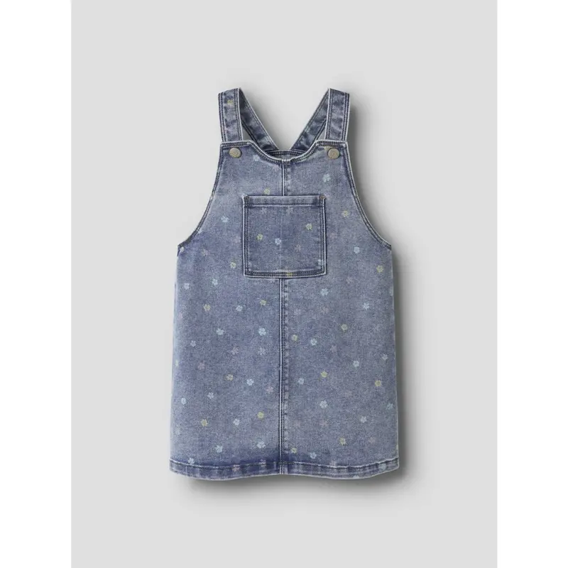 Name It Medium Blue Denim Flower Nmfrosa Kort Dnm Bibskirt 3555-On Noos 5