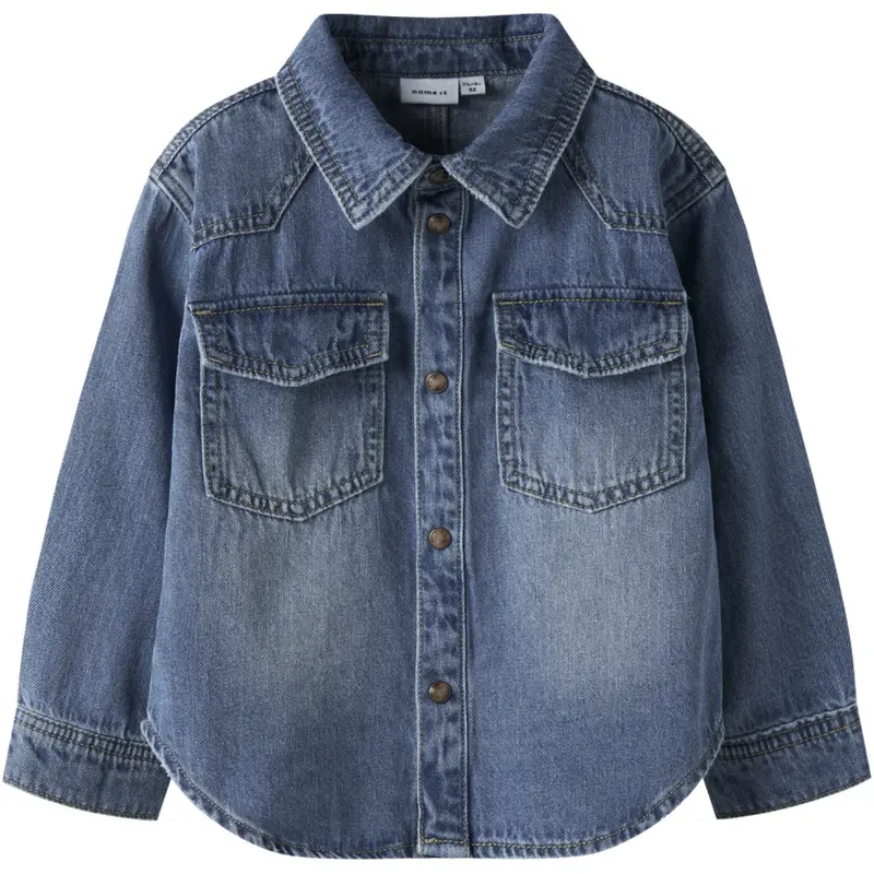 Name It Medium Blue Denim Nmmblue Oz Dnm Ls Skjorte 6677-Ov B 1