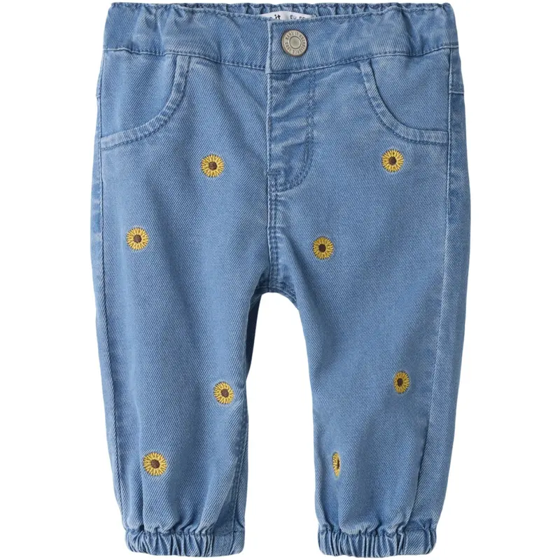 Name It Medium Blue Denim Sunflower Emb Nbfrose Shaped R Emb Jeans 2232-Yb 1