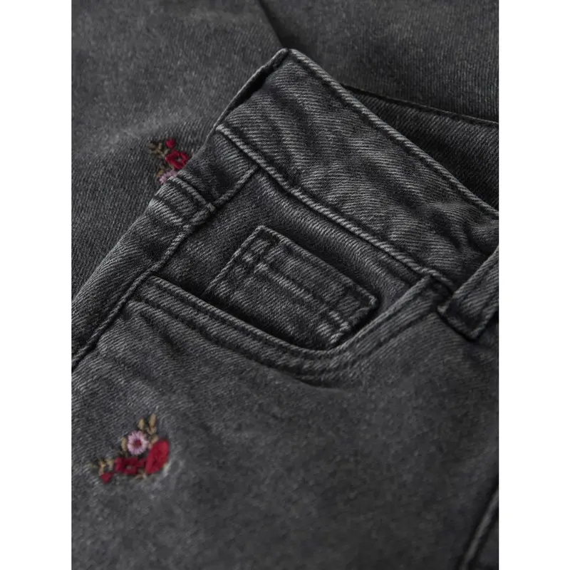 Name It Medium Grey Denim Flower Emb Nmfbella Mom Emb Jeans 1224-Sm Noos 3