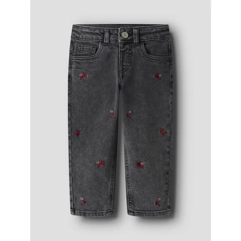 Name It Medium Grey Denim Flower Emb Nmfbella Mom Emb Jeans 1224-Sm Noos 5