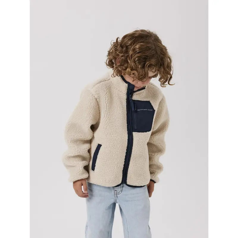 Name It Moonbeam Chest Pocket Dark Sapphire Nknmattia Sherpa Jakke Pb 3