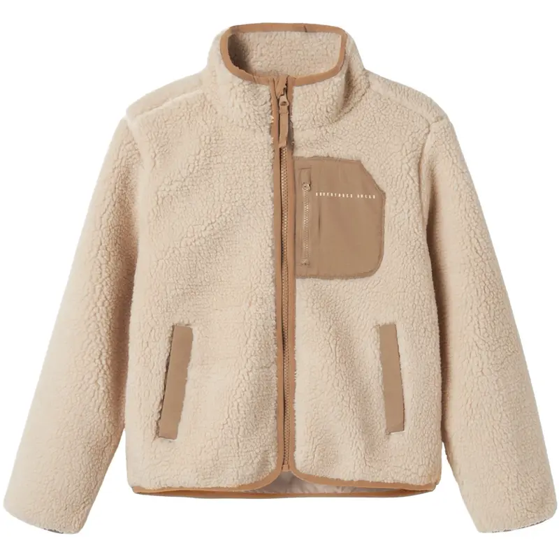 Name It Moonbeam Chest Pocket Savannah Tan Nknmattia Sherpa Jakke Pb 1