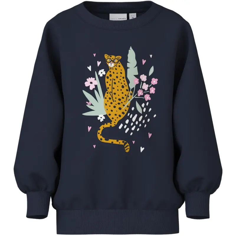 Name It Navy Blazer Cheetah Nmfvalona Ls Long Rlx Sweat Unb 1