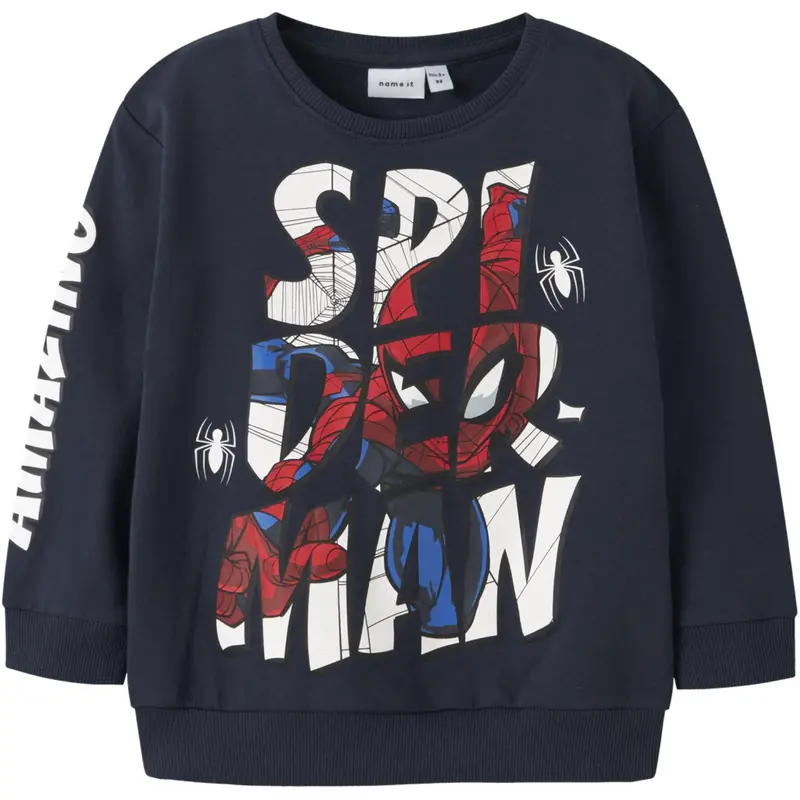 Name It Navy Blazer Nmmfloyd Spider Nreg Sweat Bru Mar 1
