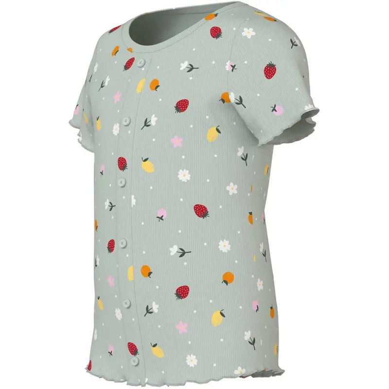 Name It Pale Aqua Fruit Flowers Nmfvemia Aop Ss Slim Top 2