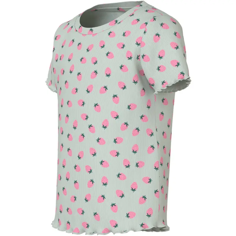 Name It Pale Aqua Strawberries Nmfvemma Aop Ss Slim Top 2