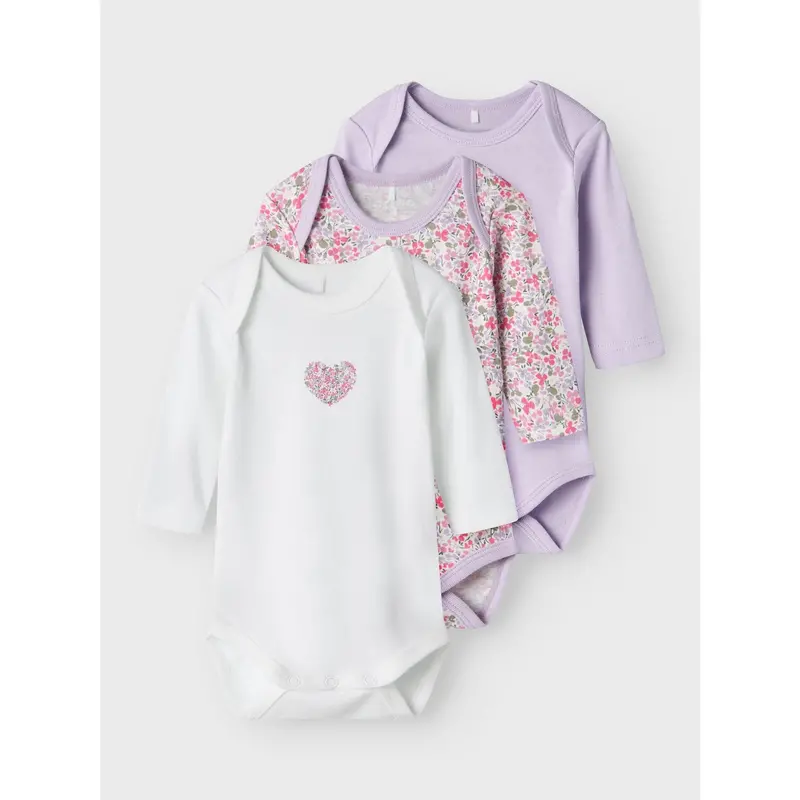 Name It Pastel Lilac Nbfbody 3P Ls Lilac Petit Flower Noos 6