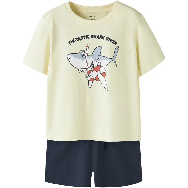 Name It Pear Sorbet Shark Diver Nmmvigor Ss Nreg Top Sæt 1