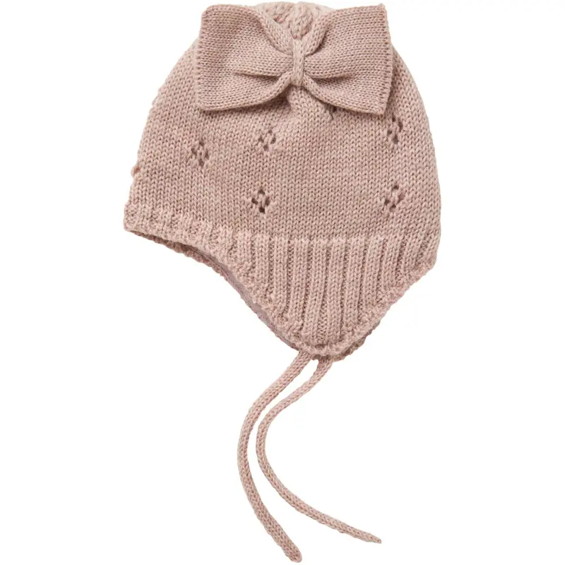 Name It Shadow Gray Bow Nbfwrilla Sløjfe Uld Strik Hue 1