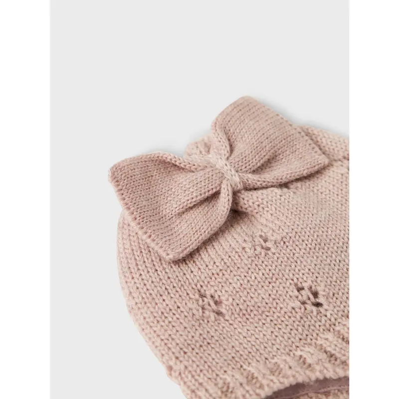 Name It Shadow Gray Bow Nbfwrilla Sløjfe Uld Strik Hue 2
