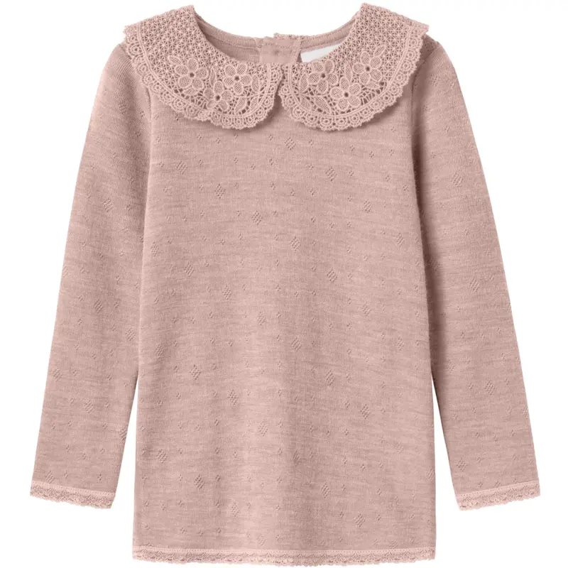 Name It Shadow Gray Nmfwang Uld Needle Ls Top W/Collar 1