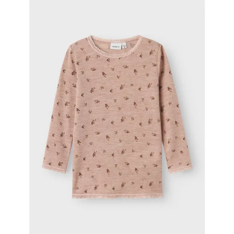 Name It Shadow Gray Small Flowers Nmfwang Uld Needle Ls Top Noos 5
