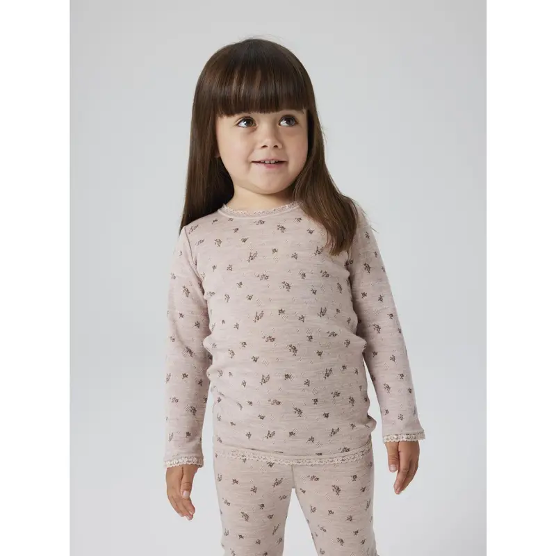 Name It Shadow Gray Small Flowers Nmfwang Uld Needle Ls Top Noos 6