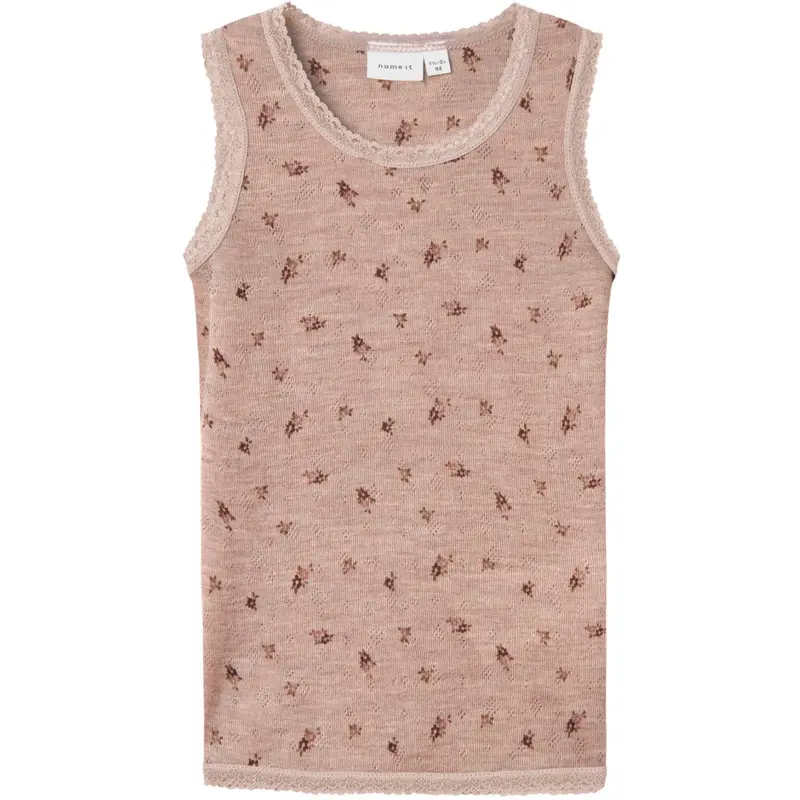 Name It Shadow Gray Small Flowers Nmfwang Uld Needle Tank Top 1