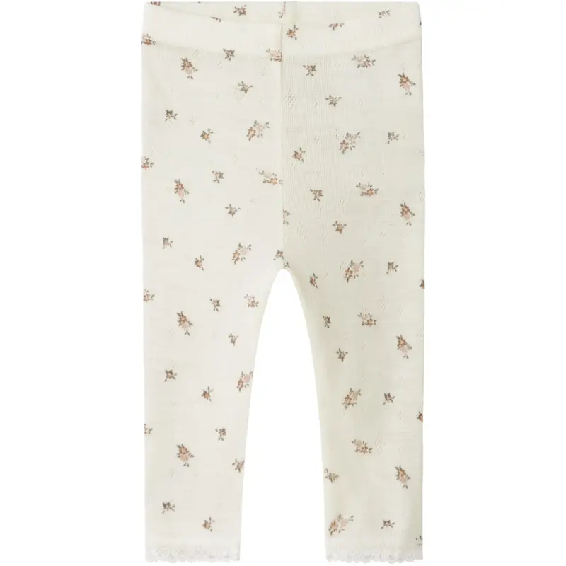 Name It Snow White Small Flowers Nbfwang Uld Needle Leggings Noos 1