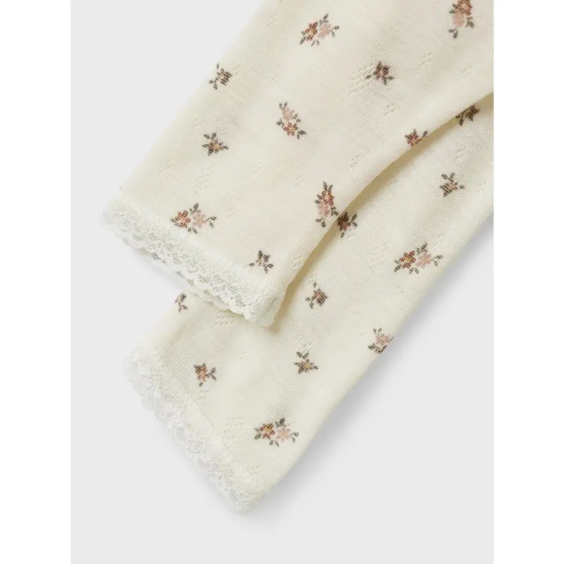 Name It Snow White Small Flowers Nbfwang Uld Needle Leggings Noos 3