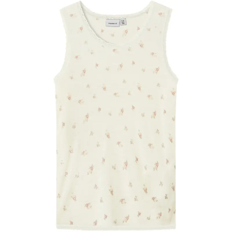 Name It Snow White Small Flowers Nkfwang Uld Needle Tank Top 1