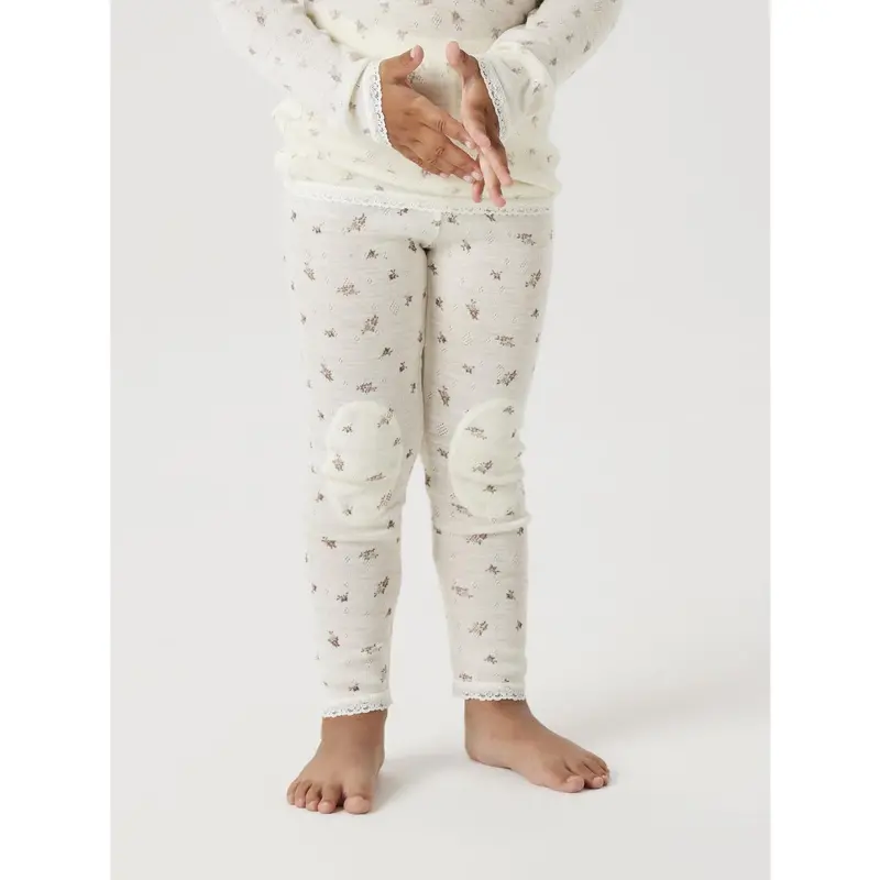Name It Snow White Small Flowers Nmfwang Uld Needle Leggings Noos 3