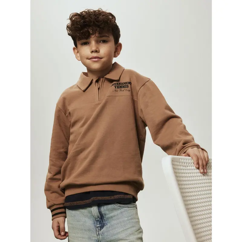 Name It Toasted Coconut Nkmtrent Ls Nreg Sweat Polo Bru 3