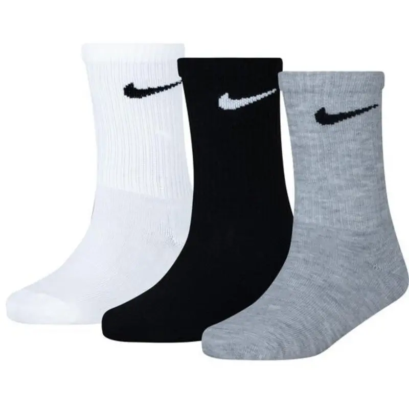 Nike White/Dark Gray Heather Basic Crew 3-Pak Strømper 1
