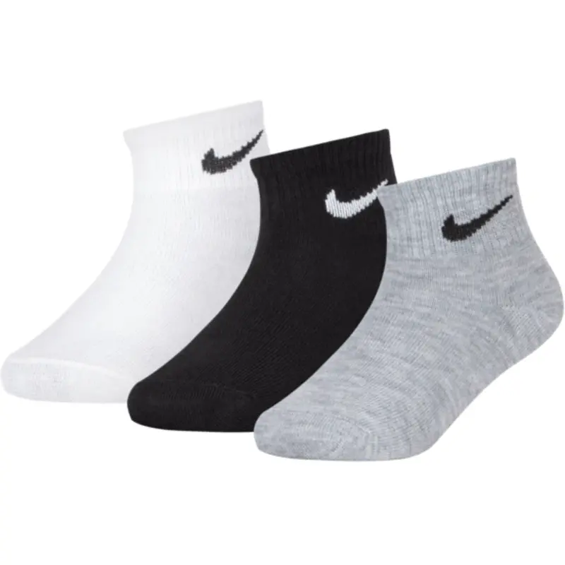 Nike White/Dark Gray Heather Nike Basic Ankle 3-Pak Strømper 1