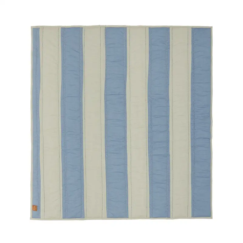 Oyoy Blue/Clay Striped Quiltet Tæppe 1