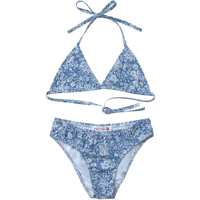 Petit Crabe Evening Sky (Made With Liberty© Fabric) Elle Triangle Bikini 1
