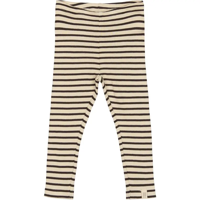 Petit Piao Coffee Bean/Off White Legging Modal Striped 1