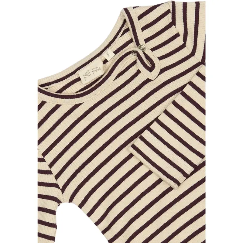 Petit Piao Dark Grape/Off White Body L/S Modal Striped 2
