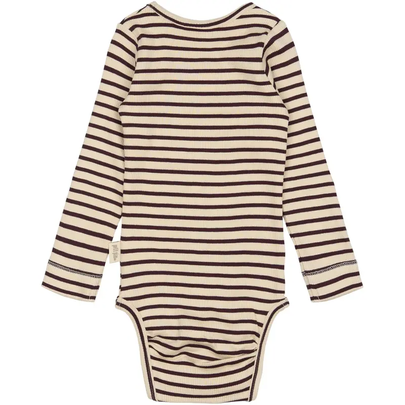 Petit Piao Dark Grape/Off White Body L/S Modal Striped 3