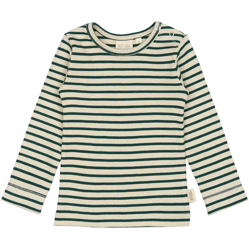 Petit Piao Dark Sea/Off White Bluse Modal Striped 1