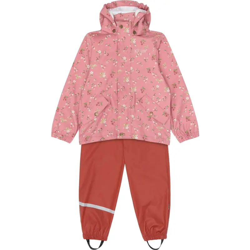 Petit Piao Dusty Rose Strawberry Aop Ppdai Regntøj Sæt 1
