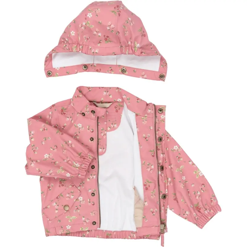 Petit Piao Dusty Rose Strawberry Aop Ppdai Regntøj Sæt W. Susp. 4