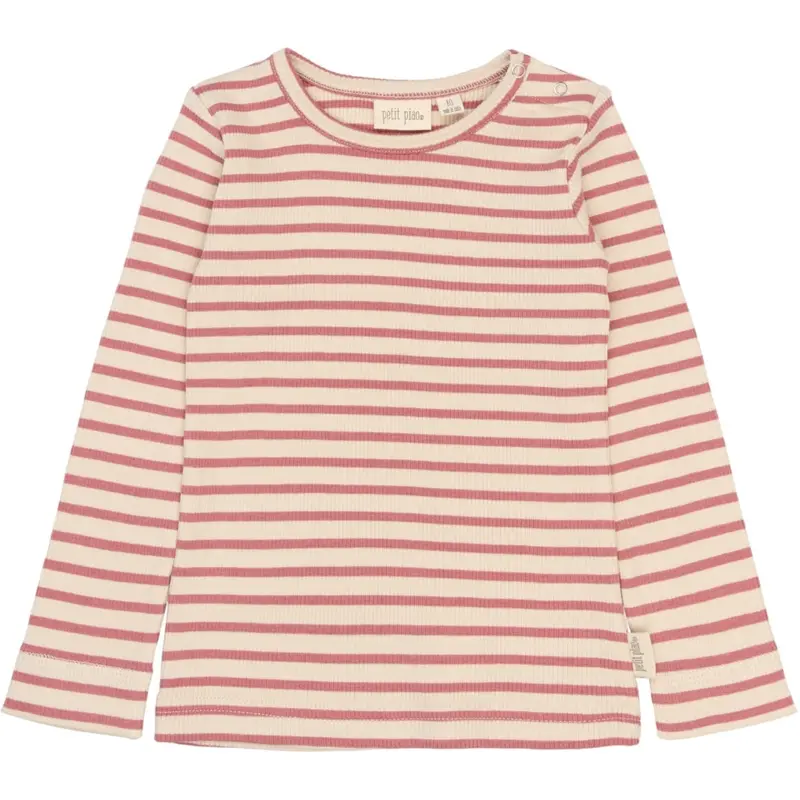 Petit Piao Dusty Rose Striped Ppsky L_S Tee 1