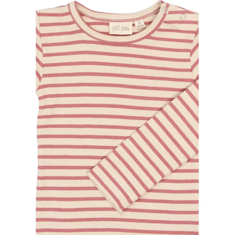 Petit Piao Dusty Rose Striped Ppsky L_S Tee 3