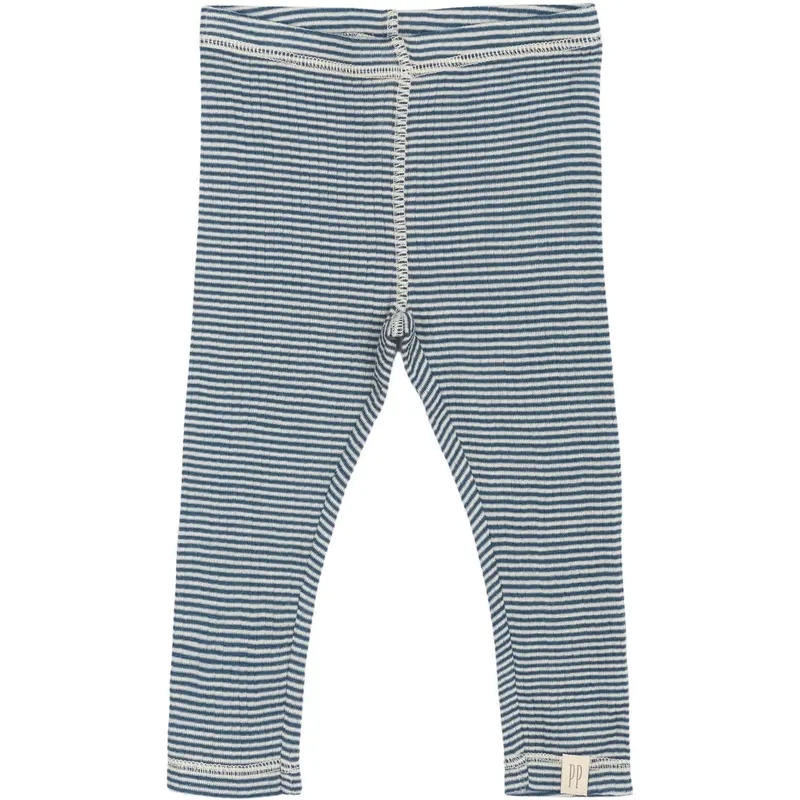 Petit Piao Ensign Blue/Dark Off White Ppdante Leggings Merino Uld Striped 1