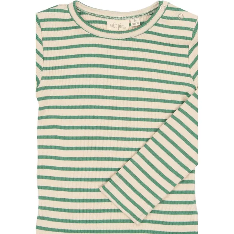 Petit Piao Frosty Spruce Striped Ppsky L_S Tee 4
