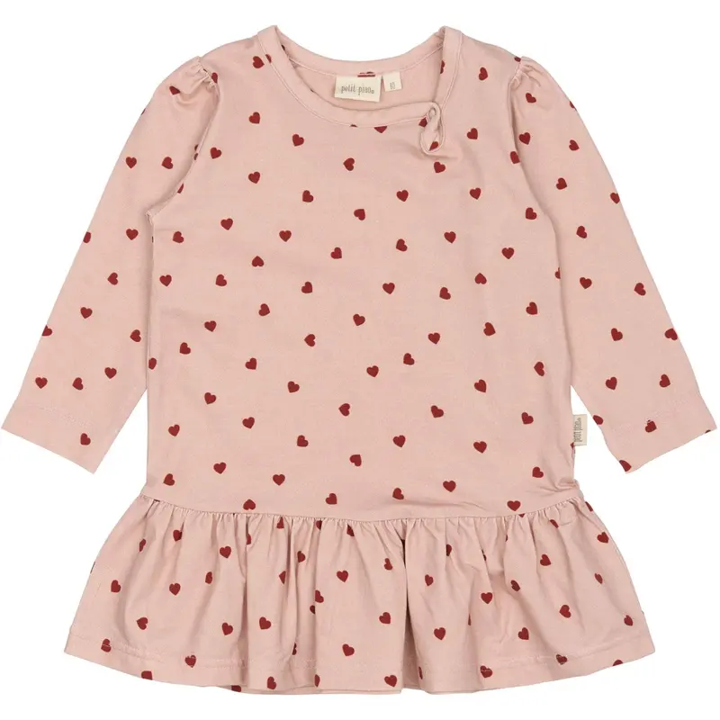 Petit Piao Heart Kjole L/S Gather Printed 1