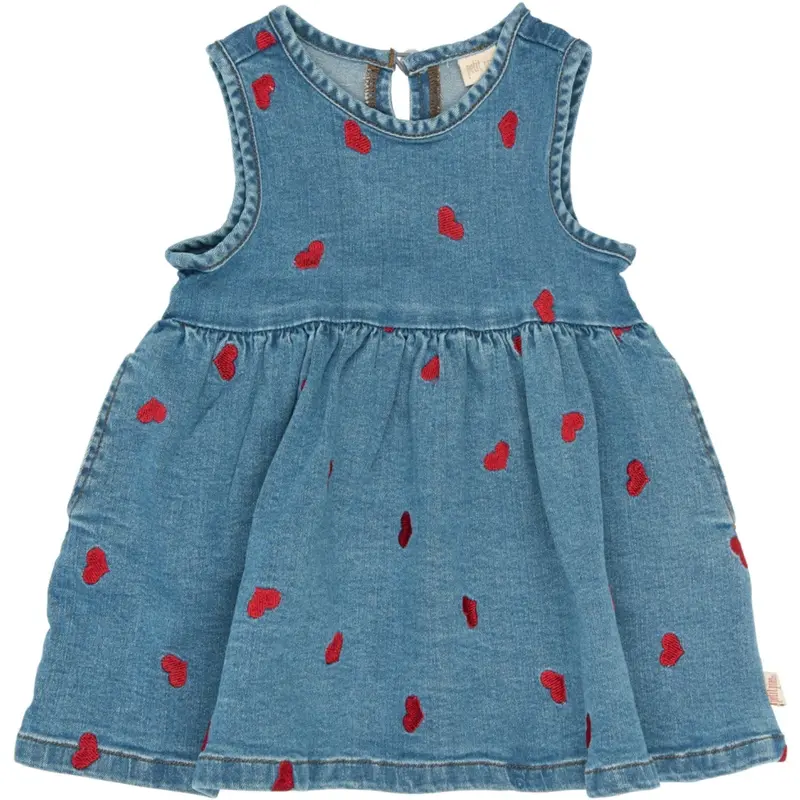 Petit Piao Light Blue Denim Emb Ppeva S_L Denim Kjole 1