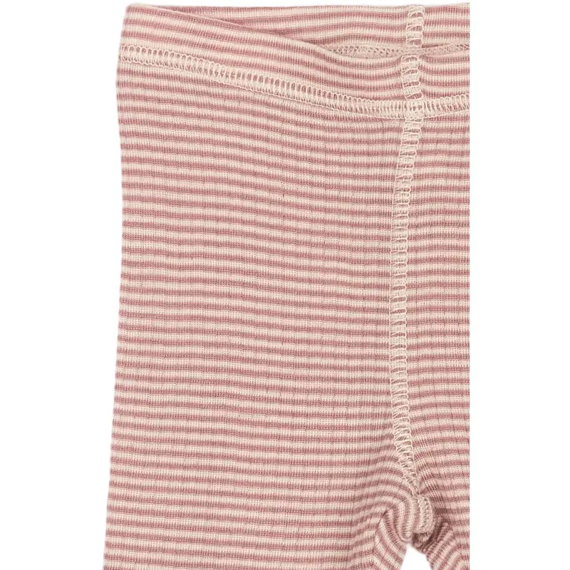 Petit Piao Nostalgic Rose/Dark Off White Ppdante Leggings Merino Uld Striped 2