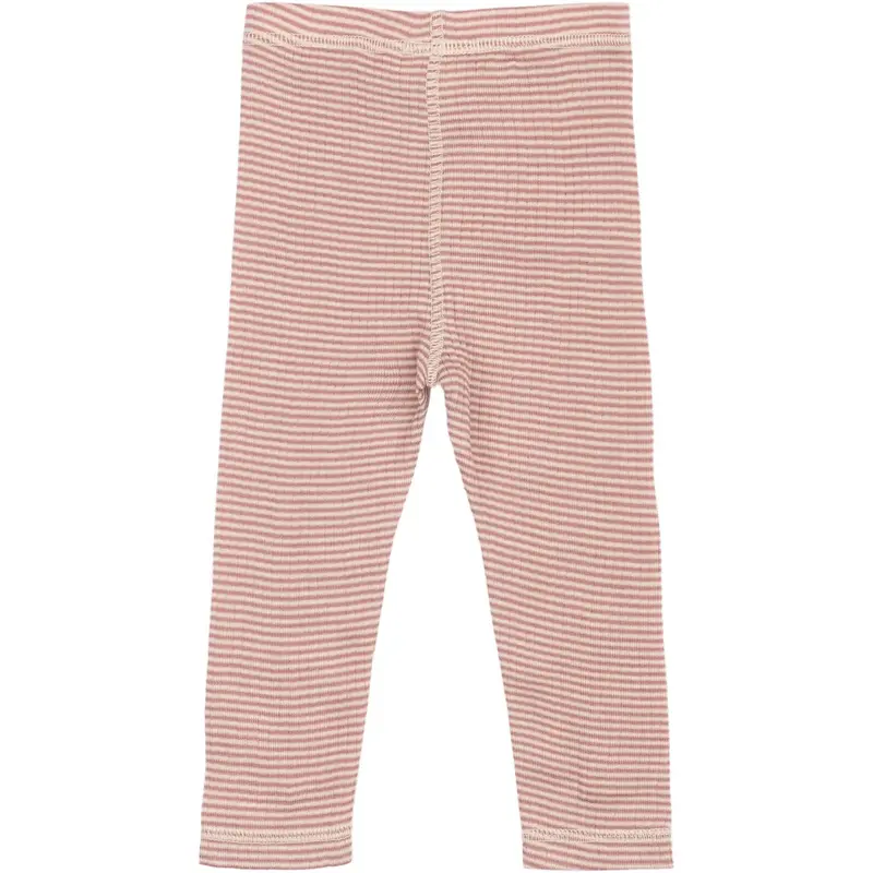 Petit Piao Nostalgic Rose/Dark Off White Ppdante Leggings Merino Uld Striped 3