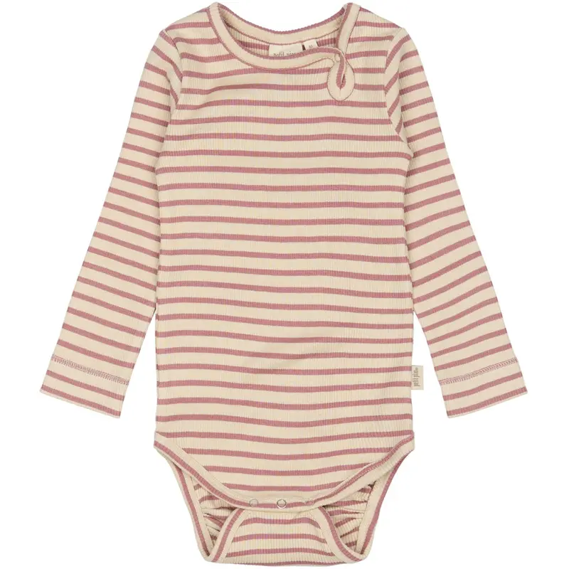 Petit Piao Nostalgic Rose/Off White Body L/S Modal Striped 1