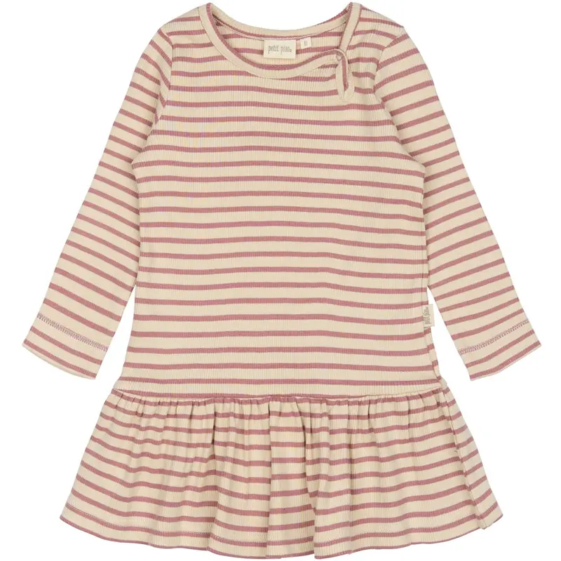 Petit Piao Nostalgic Rose/Off White Kjole L/S Modal Striped 1